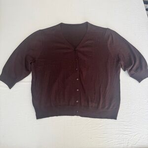 Women's V-Neck Brown Button-Front Cardigan Sweater